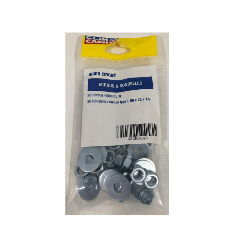 KIT ECROUS M-8   RONDELLES (PQT-20)